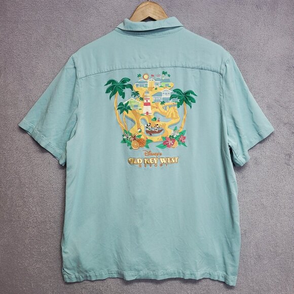 Disney Shirt Adult XL Teal Old Key West Resort Button Down Camp Collared - Picture 2 of 9